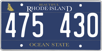 RI license plate 475430