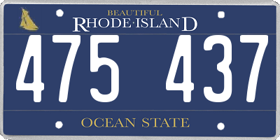 RI license plate 475437