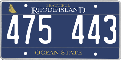 RI license plate 475443