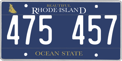 RI license plate 475457
