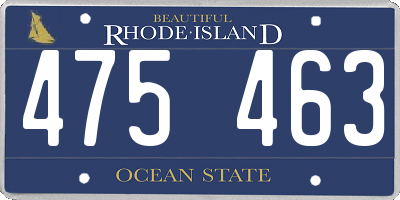 RI license plate 475463