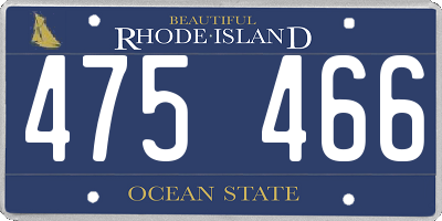 RI license plate 475466