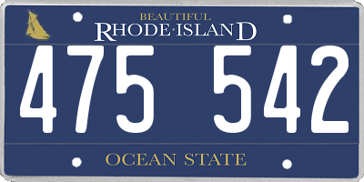 RI license plate 475542
