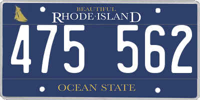 RI license plate 475562