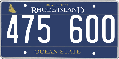 RI license plate 475600