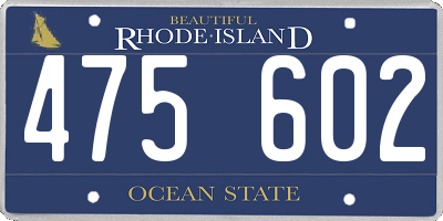 RI license plate 475602