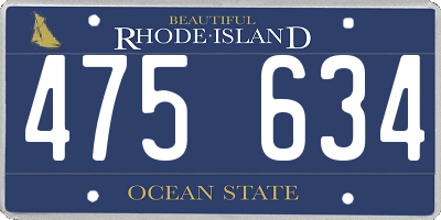 RI license plate 475634