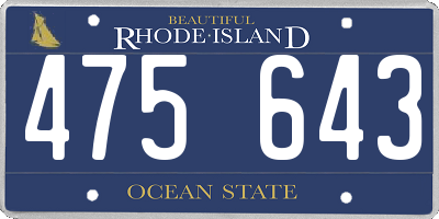 RI license plate 475643