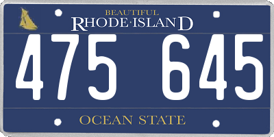 RI license plate 475645