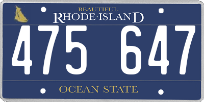 RI license plate 475647