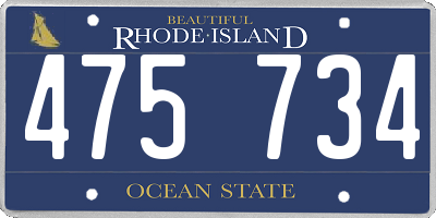 RI license plate 475734