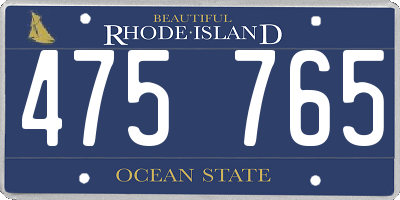 RI license plate 475765