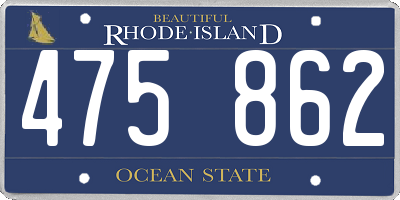 RI license plate 475862