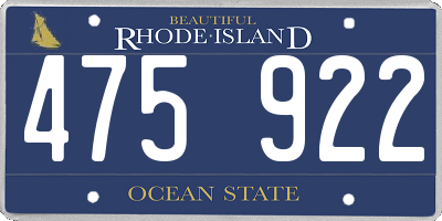 RI license plate 475922