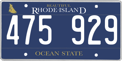 RI license plate 475929