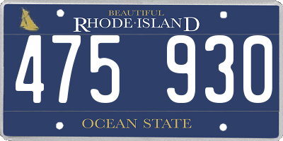 RI license plate 475930
