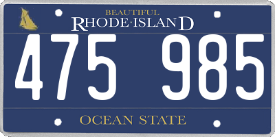 RI license plate 475985
