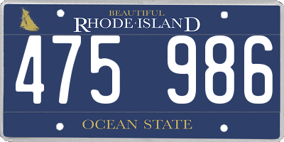 RI license plate 475986