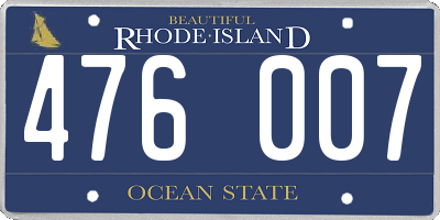RI license plate 476007