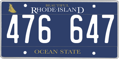 RI license plate 476647