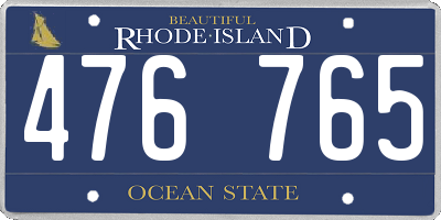 RI license plate 476765