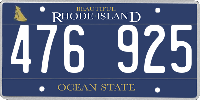 RI license plate 476925