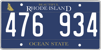RI license plate 476934