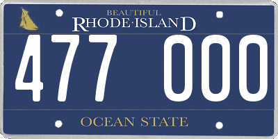 RI license plate 477000