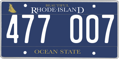 RI license plate 477007
