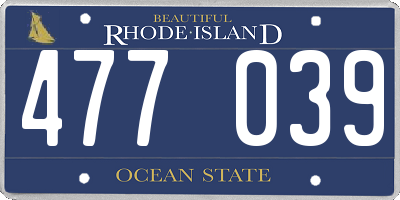 RI license plate 477039