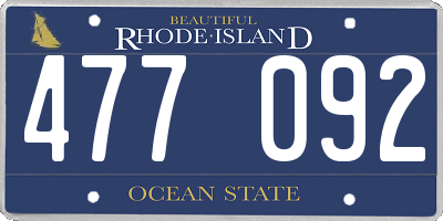 RI license plate 477092