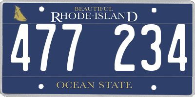 RI license plate 477234