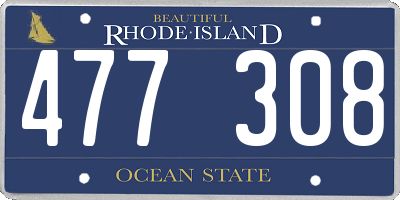 RI license plate 477308