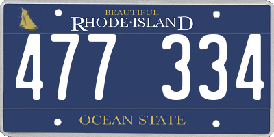RI license plate 477334