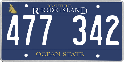 RI license plate 477342