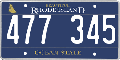 RI license plate 477345