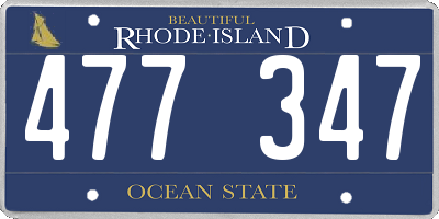RI license plate 477347