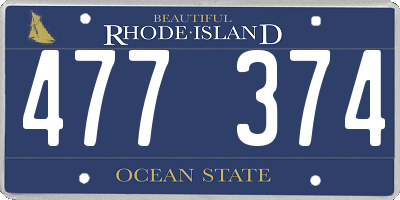 RI license plate 477374
