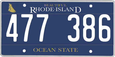 RI license plate 477386