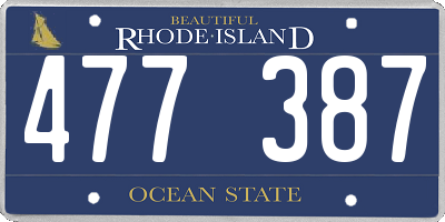 RI license plate 477387