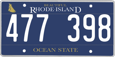 RI license plate 477398