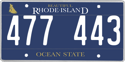 RI license plate 477443