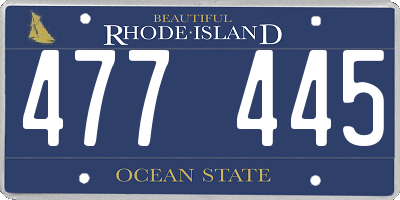 RI license plate 477445