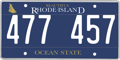 RI license plate 477457