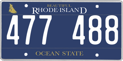 RI license plate 477488