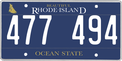 RI license plate 477494