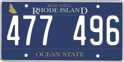 RI license plate 477496