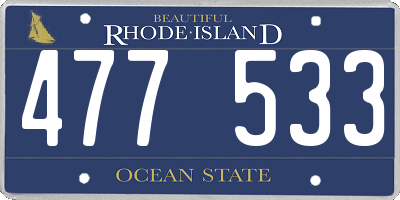 RI license plate 477533