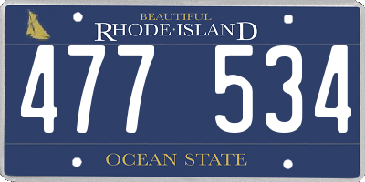 RI license plate 477534