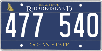 RI license plate 477540